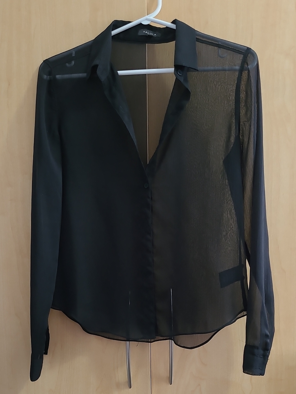 Aritzia - Talula Sheer Black Button Down Blouse